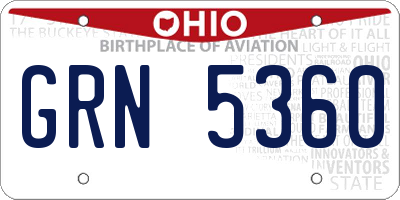 OH license plate GRN5360
