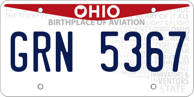 OH license plate GRN5367