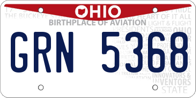 OH license plate GRN5368