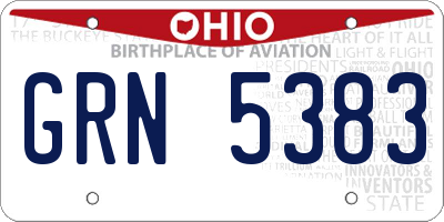 OH license plate GRN5383