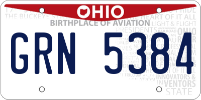 OH license plate GRN5384