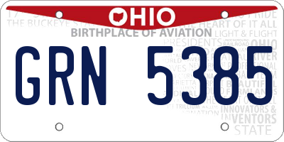 OH license plate GRN5385