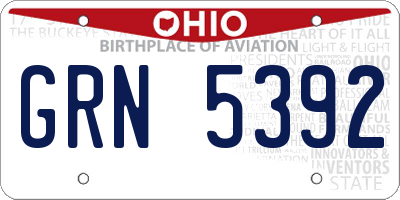 OH license plate GRN5392