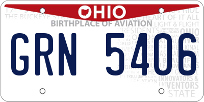 OH license plate GRN5406