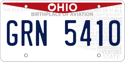 OH license plate GRN5410