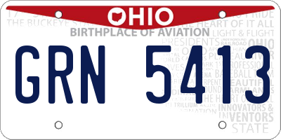 OH license plate GRN5413