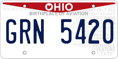 OH license plate GRN5420