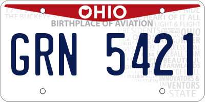 OH license plate GRN5421