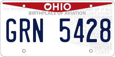 OH license plate GRN5428