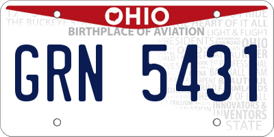 OH license plate GRN5431