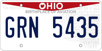 OH license plate GRN5435