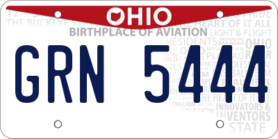OH license plate GRN5444