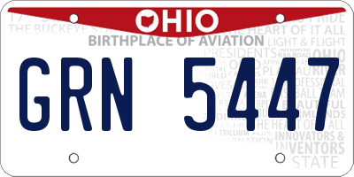 OH license plate GRN5447