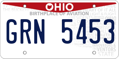 OH license plate GRN5453