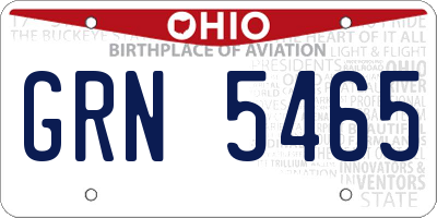 OH license plate GRN5465