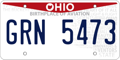 OH license plate GRN5473