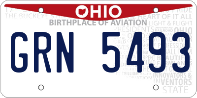 OH license plate GRN5493
