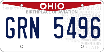 OH license plate GRN5496