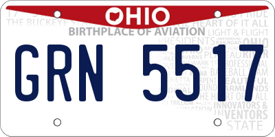 OH license plate GRN5517
