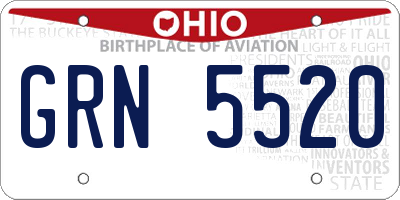 OH license plate GRN5520