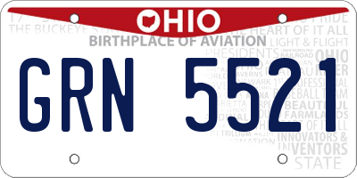 OH license plate GRN5521
