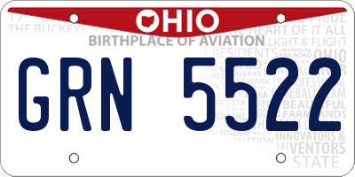 OH license plate GRN5522