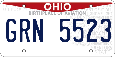 OH license plate GRN5523