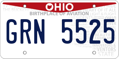 OH license plate GRN5525