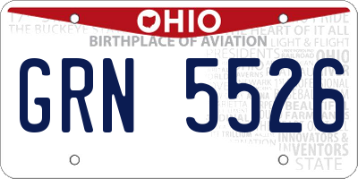 OH license plate GRN5526