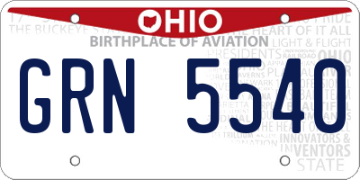 OH license plate GRN5540