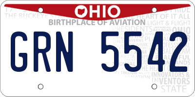 OH license plate GRN5542