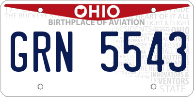 OH license plate GRN5543