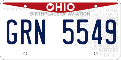 OH license plate GRN5549