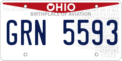 OH license plate GRN5593