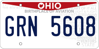 OH license plate GRN5608
