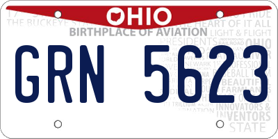 OH license plate GRN5623