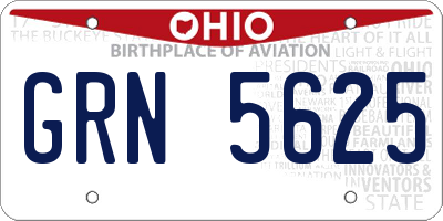 OH license plate GRN5625