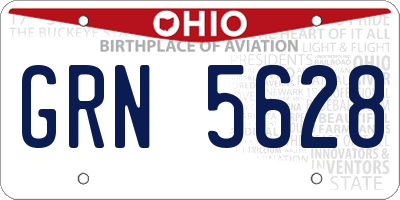 OH license plate GRN5628