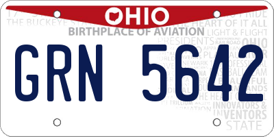 OH license plate GRN5642