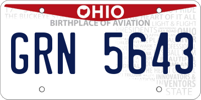 OH license plate GRN5643