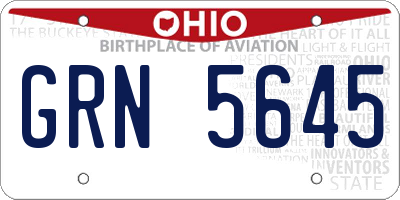 OH license plate GRN5645