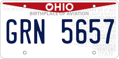 OH license plate GRN5657