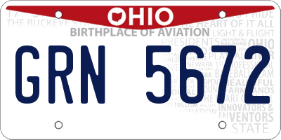 OH license plate GRN5672