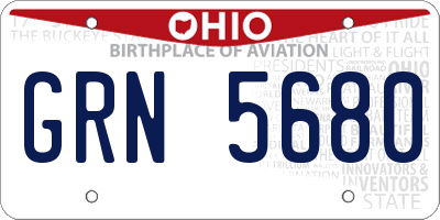 OH license plate GRN5680