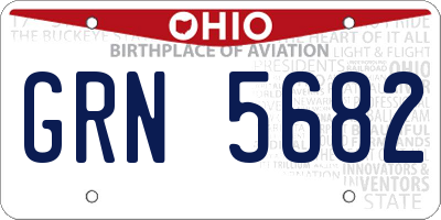 OH license plate GRN5682