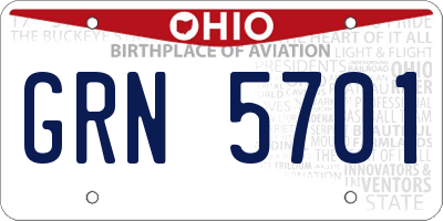 OH license plate GRN5701