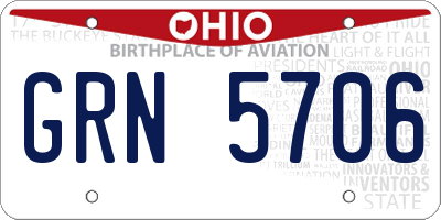 OH license plate GRN5706
