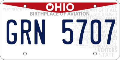 OH license plate GRN5707