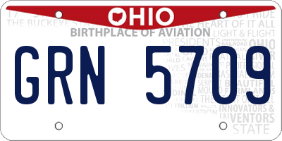 OH license plate GRN5709
