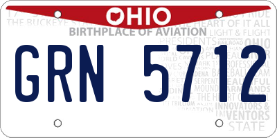 OH license plate GRN5712